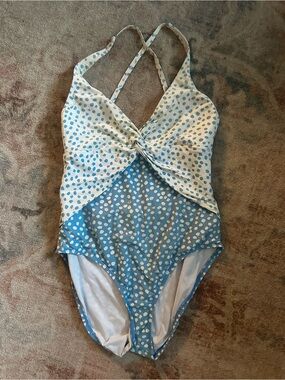 Lilly Pulitzer Blue & White Knotted One-Piece Swimsuit